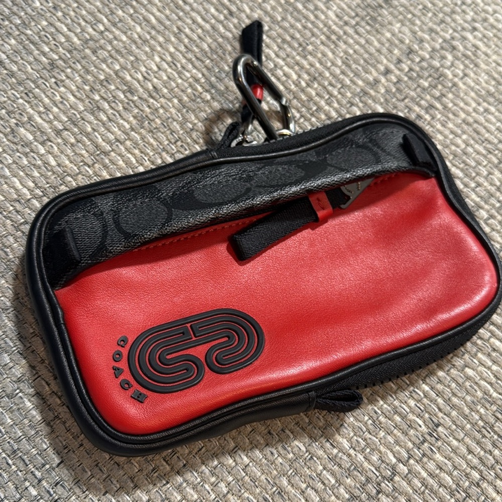 Coach North/South Hybrid Pouch In Signature Canvas Coach Patch Red//Black - Picture 4 of 9